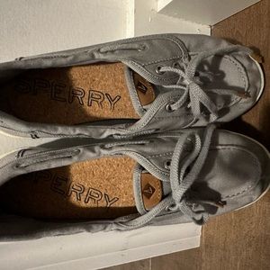 Sperry Womens Drift Hale STS81635 Gray Canvas Slip On Loafer Boat Shoe